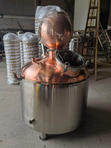 100 gallons (400L) Copper Jacketed Bain Marie Still Boiler, front