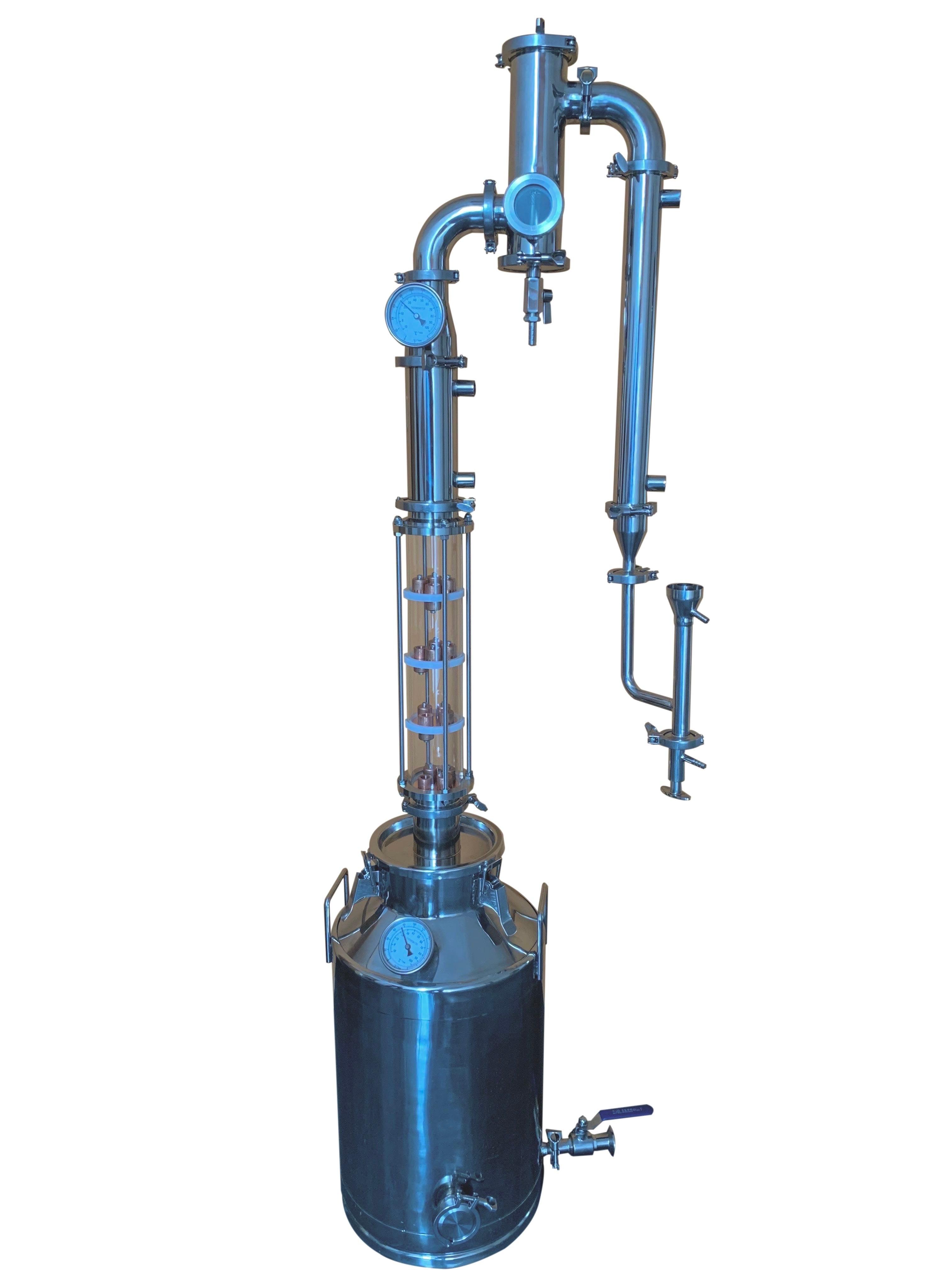 Windowless Still 8 Gallons / 13 Gallons 3 inch Glass Column Still with Gin Basket ...
