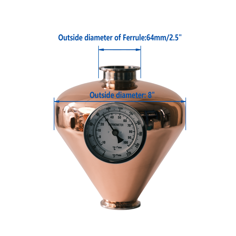 Casco de cobre de 2", 3" y 4", cabeza de cebolla de cobre para whisky