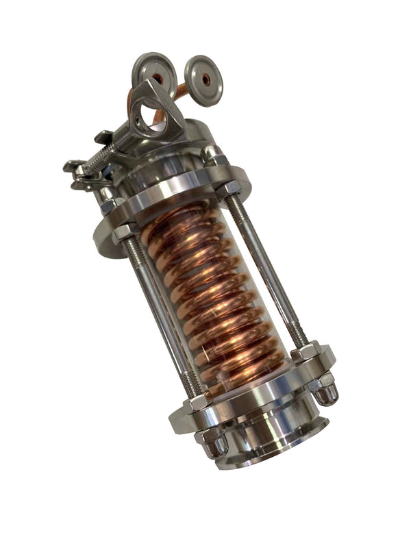 2 inch copper coiled condenser with sight glass