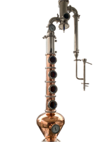 Columna de destilador de flauta de cobre de 4 pulgadas con casco de whisky y cesta para ginebra