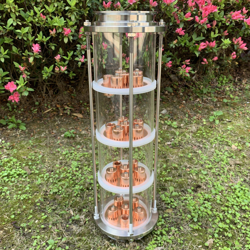 Columna de destilación de alcohol de vidrio de 4" con placas de burbujas de cobre