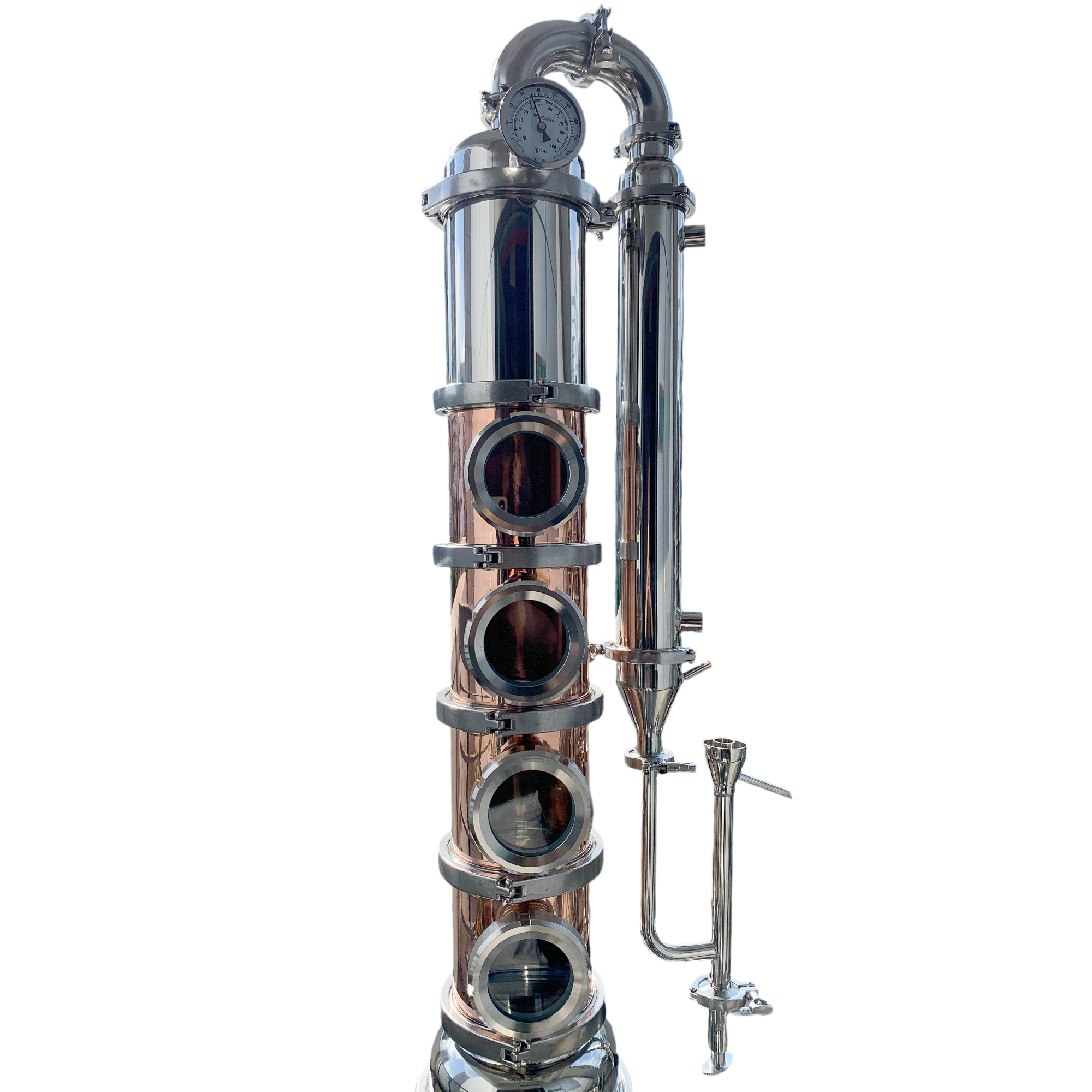 6 inch 4 Sections Copper Modular Reflux Still Column / Flute Column ...