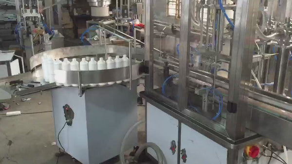 Automatic glass bottle filling and packaging line