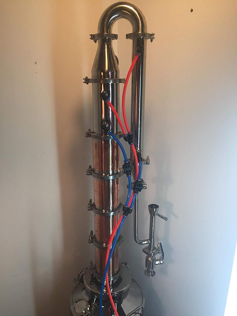 13 Gallon(50Lt) Copper Moonshine Reflux Still,details of red and blue lines