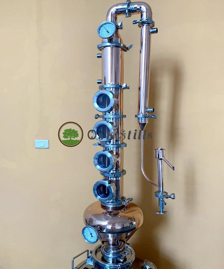 4 inch Copper Flute Distillation Column with Copper Helmet OakStills