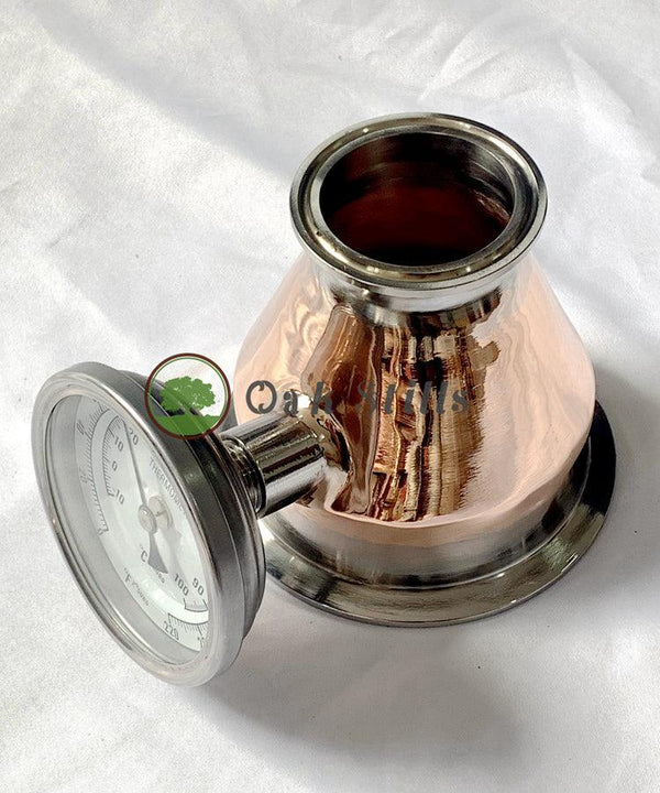 Copper 4" to 2"/3" to 2" reducer with dial thermometer