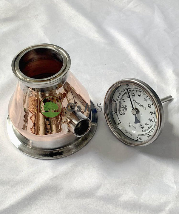 Copper 4" to 2"/3" to 2" reducer with dial thermometer - OakStills