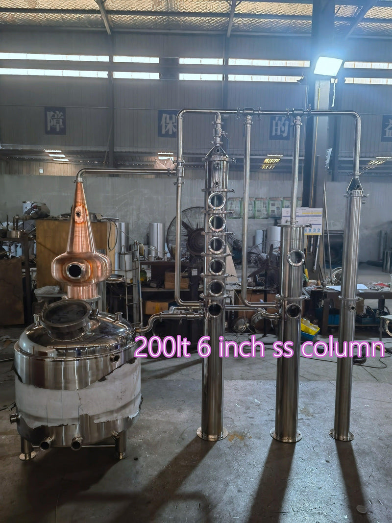  Multifunctional Copper Distillation Whiskey Gin Vodka Distillery, 2000L 6 inch ss column