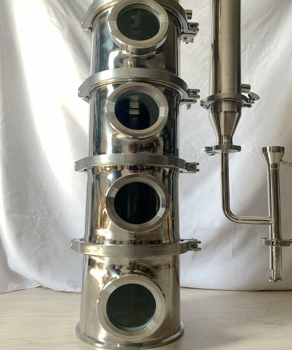8" 4 Plates Stainless Steel Column with Copper Bubble Plates - OakStills