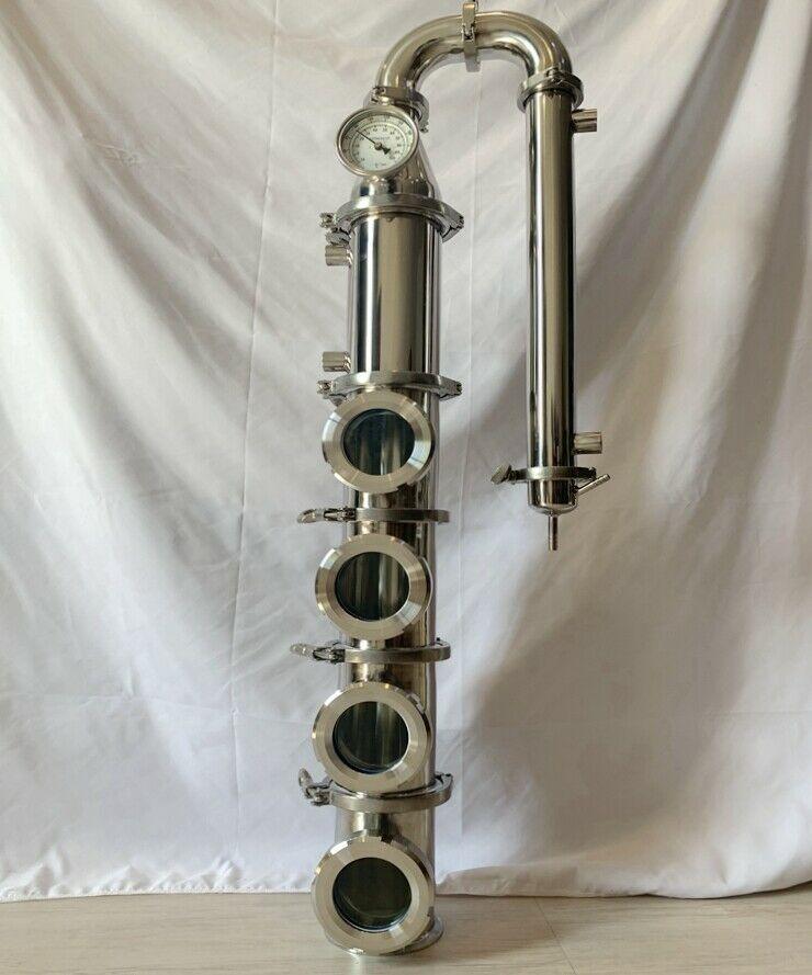 4" Stainless Steel Moonshine Still Flute Column w/ Perforated Plates