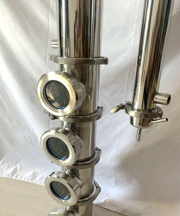 4" Stainless Steel Moonshine Still Flute Column w/ Perforated Plates