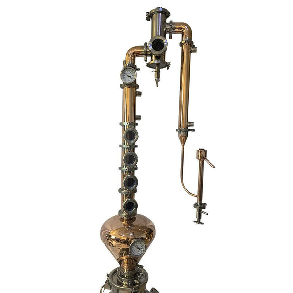 3 inch Copper Flute Distillation Column with Whiskey Helmet, Gin Basket - OakStills