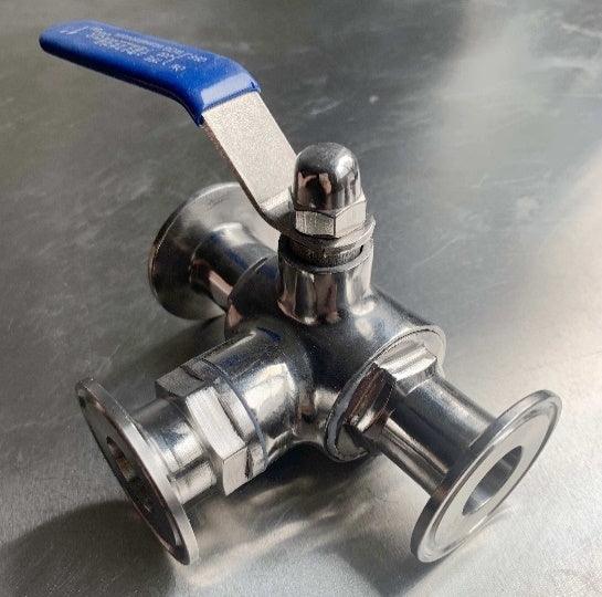 Tri clamp 3 way ball valve (T type) - OakStills